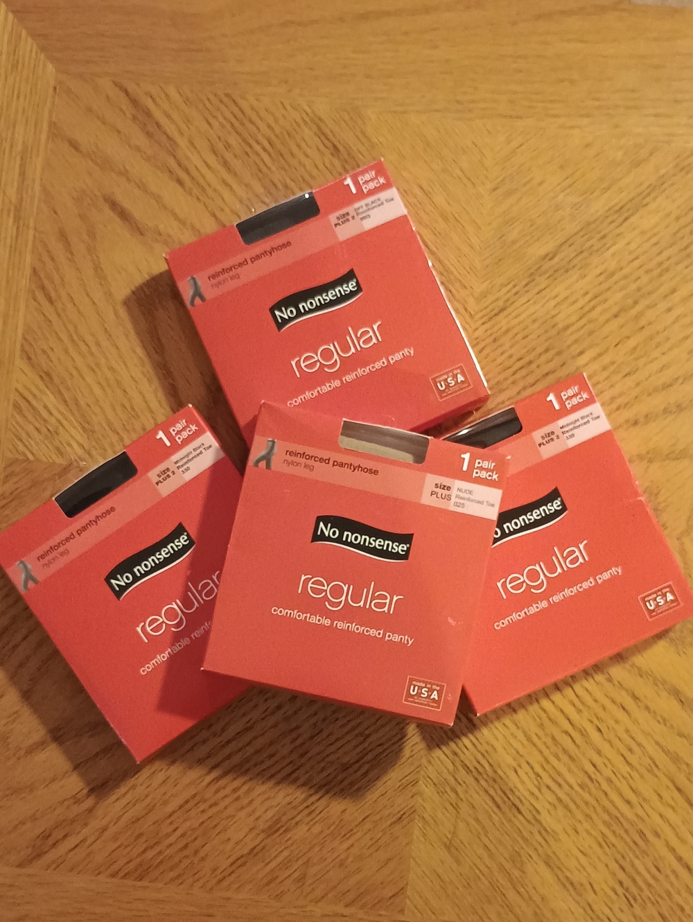 BUNDLE OF NO NONSENSE REINFORCED PANTYHOSE 3 X SZ PLUS 2, 1 X PLUS (BLK, NUDE)